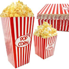 SNAIL GARDEN 30 Pcs Popcorn Boxes, 20Pcs 46oz&10Pcs 16oz Movie Night Snack Bucket, Red/White Food Container,Disposable Paper Box,Durable Cardboard Boxes For Family Party Picnic Festivals Decoration