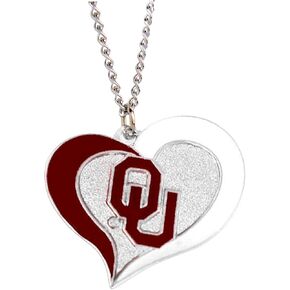Aminco NCAA Oklahoma Sooners Swirl Heart Necklace