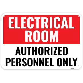 1PC Electrical Room Sign, 14 x 10 Inches - Aluminum - Authorized Personnel Only - Electric Room Signage For Door