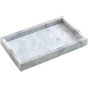 Natural Marble Elegant Jewelry Tray Small Stone Organizer for Dressroom/Bathroom/Coffeeshop (Beige Travertine, 9.84Lx5.91Wx1.18H)