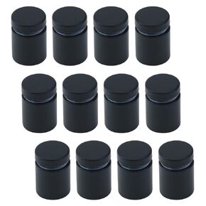 12-Pack Antrader Glass Standoff Nail Wall Mount Standoff Holder Screw Stainless Steel Advertise Fixing Pin Sign Mounting Hardware, 3/4" Dia 1" Length, Matte Black