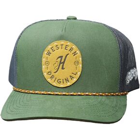 HOOEY Spur Adjustable Snapback Trucker Mesh Back Hat with Logo (Black)