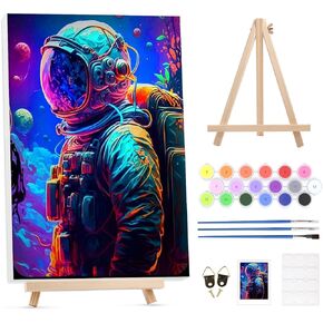 Paint by Numbers Kit for Adults with Framed Canvas&Wooden Easel, DIY Acrylic Paint by Numbers Kits for Adults Beginner, Birds Drawing Paintwork Arts and Crafts for Home Wall Decor, 12x16inch