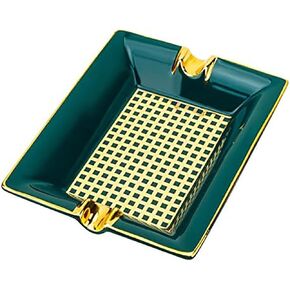 LUBINSKI Cigar Ashtray, Ceramic Ashtray, Double Trough Cigar Ashtray, Creative Gilplaid Cigar Ashtray