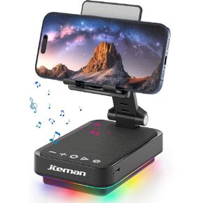 JTEMAN Gifts for Men, Cell Phone Stand with Wireless Bluetooth Speaker and LED Light, Cool Gadgets Gifts for Men Women Husband Mom Dad, Unique Birthday Gifts