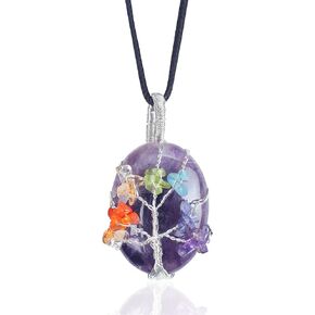 Crocon Amethyst Gemstone Pendants Crystal Pendant Healing Crystal Necklace Stones Amulet Pendant Crown Chakra Natural Stone Jewelry for Unisex Handmade Spiritual birthday Gifts for Women her him