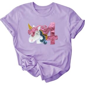 Birthday Girl Shirt 3-5 Years Old Unicorn Mermaid Embroidery Toddler Girls Gift Cotton T-Shirts Tee for 3rd 4th 5th Birthday