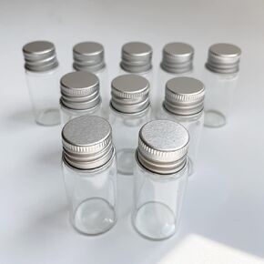10pcs 10ml Small Sample Vials Clear Mini Glass Bottles with Aluminum Screw Caps 10ml 22X50mm(0.86x1.96inch)