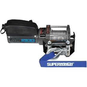 Superwinch 1715001 AC 1500 Winch 1500lb(680kg) Single Line Pull with Roller Fairlead .150" x 35' Steel Wire Rope Corded Handheld Remote