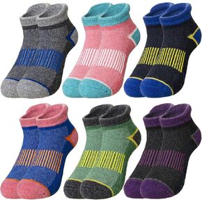 WEVIAS Kids Merino Wool Ankle Socks Boys Girls Hiking Athletic Thermal Running Winter Warm Cozy Teen No Show Socks 6 Pairs