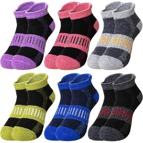 WEVIAS Kids Merino Wool Ankle Socks Boys Girls Hiking Athletic Thermal Running Winter Warm Cozy Teen No Show Socks 6 Pairs