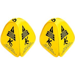 شركة Kraken Sign Co - لافتة منبثقة، صفراء بأربعة جوانب ثنائية اللغة وثلاث لغات الإنجليزية/الإسبانية/الفرنسية تحذير، تحذير منبثق للأرضيات المبللة مقاس 16 بوصة للمطاعم والسلامة التجارية والصناعية. قابلة للطي، ومحمولة، ومتينة (أصفر، 3 عبوات) in Kuwait