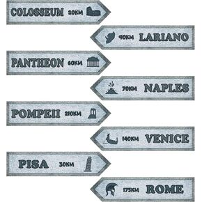 French Italian Street Sign Paper Cutouts Travel Street Sign Paper Cutouts for Street Wall Hanging Decorations for Travel Theme Party Retro Event Party Supplies (Grey,Italian)