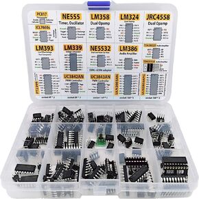 150Pcs XL IC Chip Assortment PC817 NE555 LM358 LM324 JRC4558 LM393 LM339 NE5532 LM386 PT2399 UC3842AN ULN2003AN ULN2803APG ICL7660s