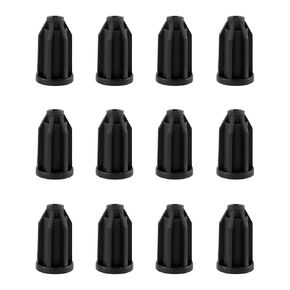 12-Pack Plastic Caster Socket Black Sleeves - Round Inserts for Chair Caster Wheel Stem (1 Inch Wheel, 7/16 Inch Inside Stem)