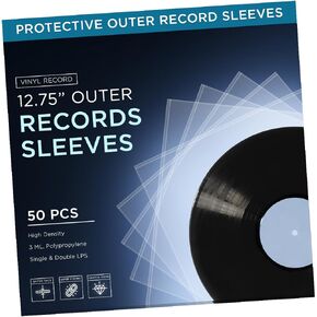 TNP 100 Clear Plastic Vinyl Record Sleeves Outer 3 Mil - Vinyl Protective Sleeves 12.75" x 12.75" for Single & Double LPs - Vinyl Outer Sleeves for Vinyl Records & LP Album Covers Collection
