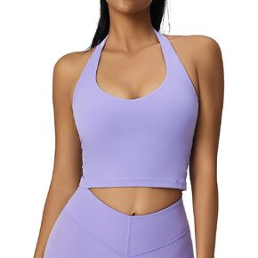 altiland V Neck Halter Sports Bra for Women, Padded Workout Yoga Cropped Tank with Medium Support
