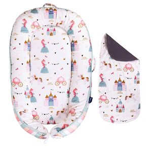 Baby Lounger - Infant & Newborn Lounger with 2-Inch Mattress Pad, Soft Baby Lounger Cover, Waterproof Urine Liner & Pad Cover - Available in 15 Patterns - BL09 Cotton Pink Elephants