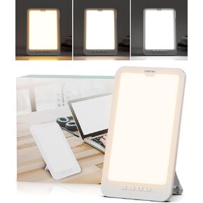 Light Therapy Lamp, 10000 Lux Therapy Light, Sun Light Therapy Lamp with 3 Color Temperature & 5 Adjustable Brightness Levels & 4 Timing & Memory Function, Portable Light Therapy Box for Home/Office