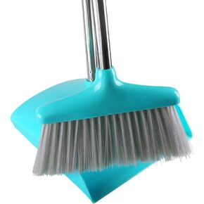 Broom with Dustpan Combo Set, Broom Dust Pan Set with 48inch Long Handle, Broom and Dustpan Set for Home, Kitchen, Office, Outdoor, Indoor - 3L Capacity, 10" Great Edge