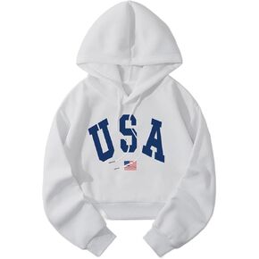 Hilinker Womens Graphic Long Sleeve Cropped Hoodies Drawstring Hooded Sweatshirt