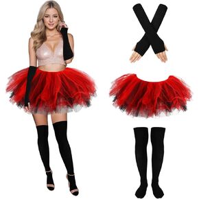 Tutu for Women Adults 3 Layered and Long Socks and Fingerless Gloves Accessories for Ballet Dance Running