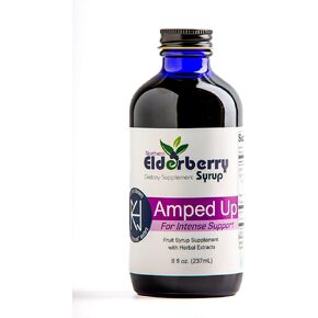 Amped Up Elderberry Syrup, Black Sambucus, Plant-Based Dietary Supplement, 7 Organic Herbs: Echinacea, Rosehips, Honey, Immune Wellness Booster Support, USA Made, Gluten-Free