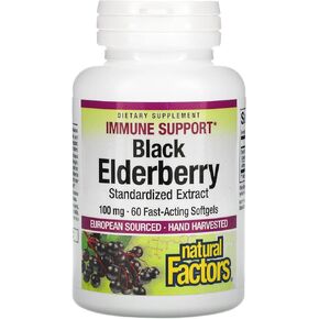 Natural Factors Black Elderberry, 100 mg, 120 Fast-Acting Softgels