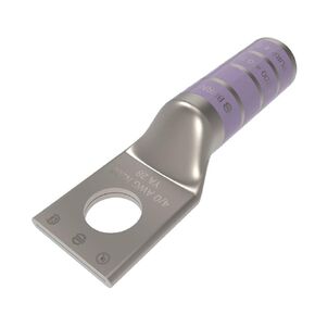 Burndy 4/0 AWG One-Hole Lug Compression Connector, Straight Barrel, Purple - YA28, (Pack of 2)