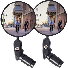 Bicycle Mirror，2-Pack Handlebar Bike Mirrors - HD Convex Glass for Clear View on the Road - Adjustable for Most Bikes and E-Bikes