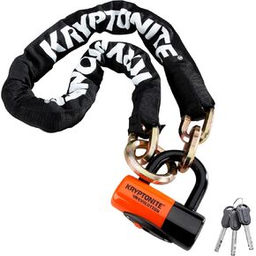 Kryptonite New York 1213 Cinch Ring Bike Chain Lock, 4.2 Feet Long Heavy Duty Anti-Theft Sold Secure Gold Bicycle Chain Lock and Keys for Ultimate Security E-Bike, Motorcycle, Scooter