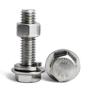 #10-24 x 1-3/4" Hex Head Bolts Screws, Nuts, Flat & Lock Washers, Stainless Steel 304, Machine Fully Thread, Bright Finish, Assortment Kit 20Sets