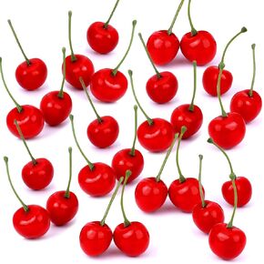 50 Pcs Artificial Red Cherries, Simulation Cherry Artificial Cherry Decorations Fake Fruit Model for Party Home Kitchen Dining Decoration