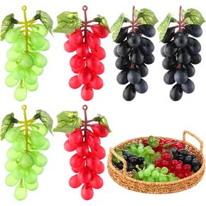 4 Pack Artificial Grape Fake Grapes Wine Decor Italian Decor Lifelike Faux Fruit for Autumn Thanksgiving Vintage Wedding Kitchen Pub Home Cabinet Party Decorations (36 Kernels)