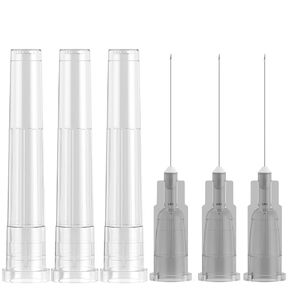 27G 1 Inch 100 Pack Luer Lock Disposable with Cap for Lab Supplies, Industrial Accessories 25mm