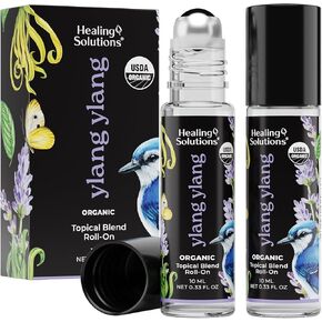 Healing Solutions - (2 Pack) Organic Ylang Ylang Perfume Roll On USDA Certified, Roll On Set Ylang Ylang Essential Oil Roller, Skin, Sleep - Ylang Ylang Perfume Roll On - Ylang Ylang Oil Roller