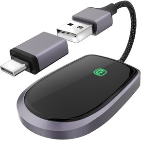 CarPlay Wireless Adapter 2024 Upgraded, Converts Wired to Wireless Carplay Dongle, 4S Connection Plug & Play Car Play Wireless Adapter for Cars from 2016 & for Apple iPhone iOS 10+ Grape Purple
