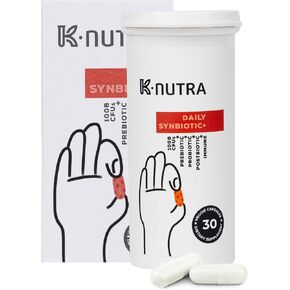K-Nutra Daily Synbiotic+(30 Capsules) Advanced 4-in-1 (Pre+Pro+Postbiotics+Immune) 100 Billion CFUs Probiotic Blend, Digestive Health & Immune Support, Probiotics for Women&Men, Postbiotic from Kimchi