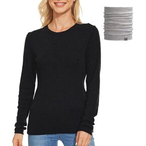 Merino Wool Base Layer Women 100% Merino Wool Long Sleeve Thermal Shirts for Women for Skiing Hiking
