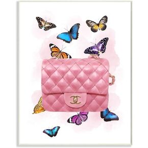 Stupell Industries Colorful Butterflies and Fashion Clutch Pink Design, Designed by Ziwei Li Wall Art, 30 x 40, Canvas