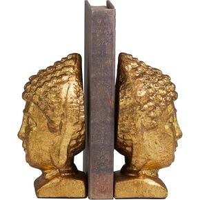 Deco 79 Metal Buddha Bookends with Gold Foil Detail, Set of 2 4" W, 6" H, Gold