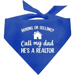 Buying Or Selling? Call My Dad He's A Realtor Dog Bandana (Navy, OS 544)