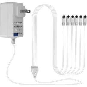4.5V Power Adapter White, Compatible with Lemax Lighting Accessories 84428 74295 74269 74707 64517 94565 94566 94527 94563 94564 Christmas Micro Lighting Building Decoration, 6 Output sockets