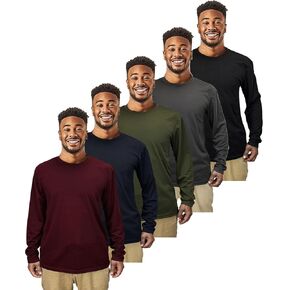 5 Pack Mens Long Sleeve T Shirts Lightweight Sport Casual Tee Running Cycling Fishing UV Protection Quick Dry Tshirts Tops