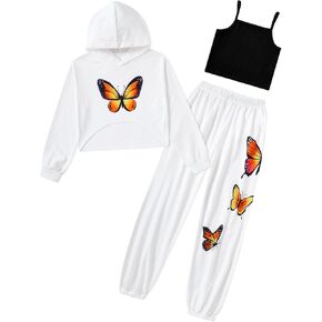 Girls Clothes 3 Piece Outfits Cute Cami Hoodie Sweatpants Fall Winter Tracksuits