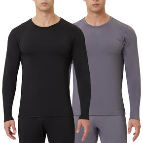 Men's Thermal Shirt 1/2/4 Pcs Fleece Lined Long Sleeve Tops Athletic Base Layer Long John Shirts for Men