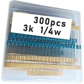 3k 1/4W, 3k 1/4W, 3k ohm, 3k 1/4W, 3kresistor, 3k ohm resistor, 3k ohm Metal resistor, 3k Metal Film resistors 1/4w(0.25w) 1% tolerance 0.01 MF Metal Film Fixed Resistor 300 pcs