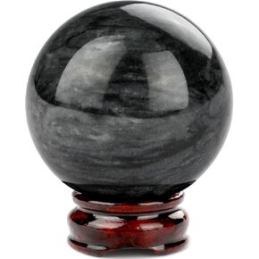 gemshan Jade Crystal Ball with Stand 2inch Crystal Ball 2Pcs Jade Sphere for Meditation Balls, Collection and Decorative Balls