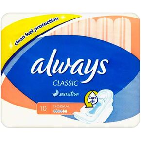 Always Classic Normal Sensitive 10 Pads Towels Wings Soft Feel Protection