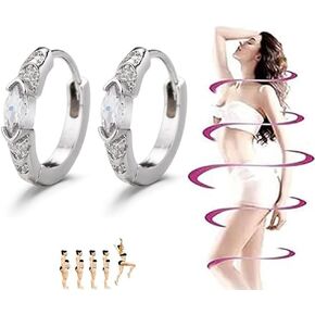 Lymphatic Drainage Slimming Hoop Earrings, Titanium Ion Lymphvity Germanium Acupuncture Therapy Moissanite Earrings Bloodstream Lymph Nodes CZ Jewelry for Women Men